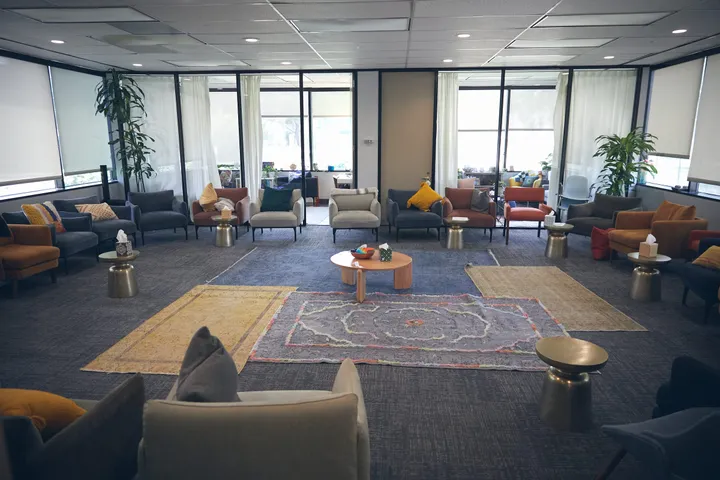 Luna's group therapy room, with chairs arranged in a circle